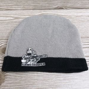 STAR WARS FLAME TROOPER EMBROIDERED BEANIE HAT CAP GRAY BLACK